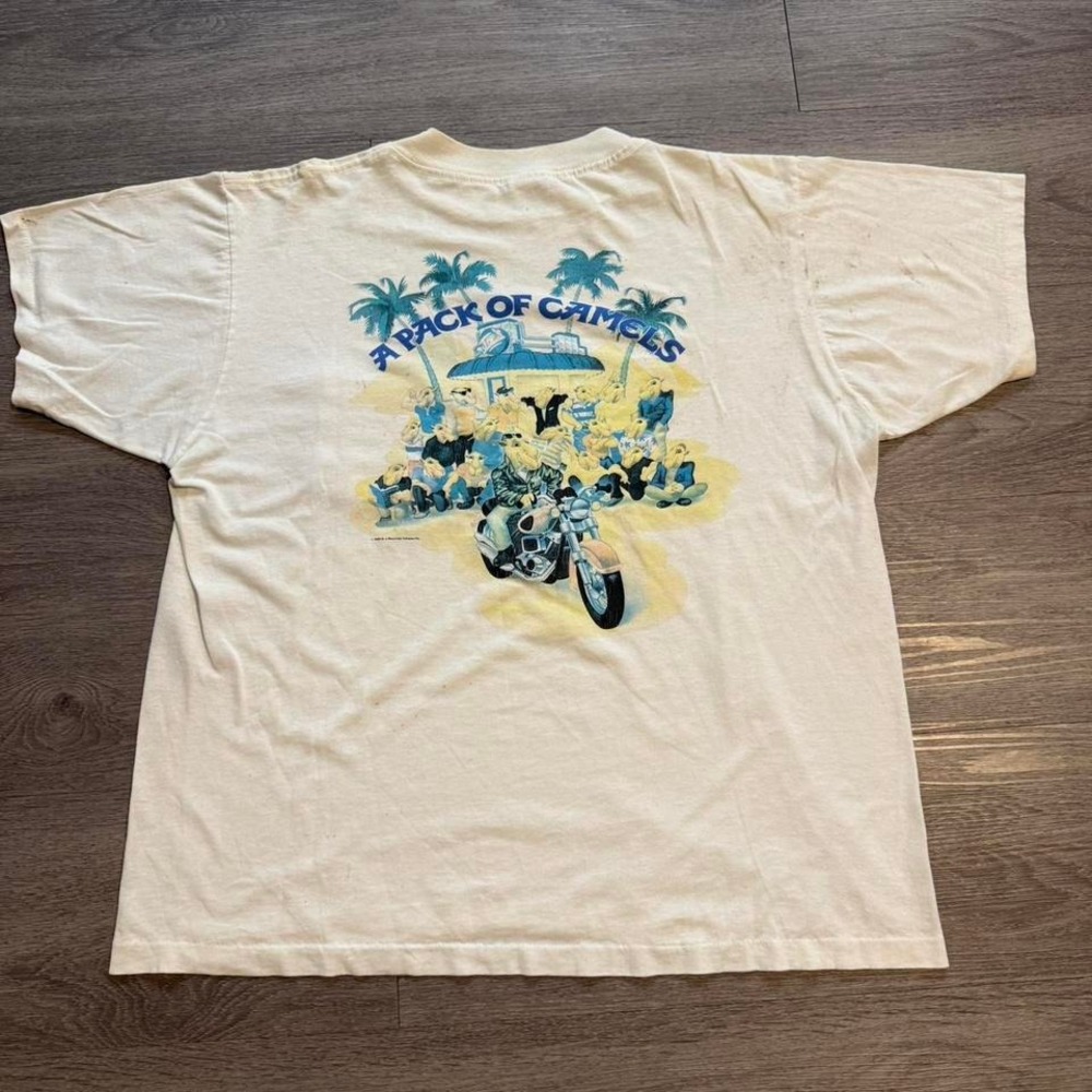 Vintage 1990 Joe Camel Cigarettes Shirt XL Distressed Thrashed Pocket Tee 90s - Picture 3 of 7